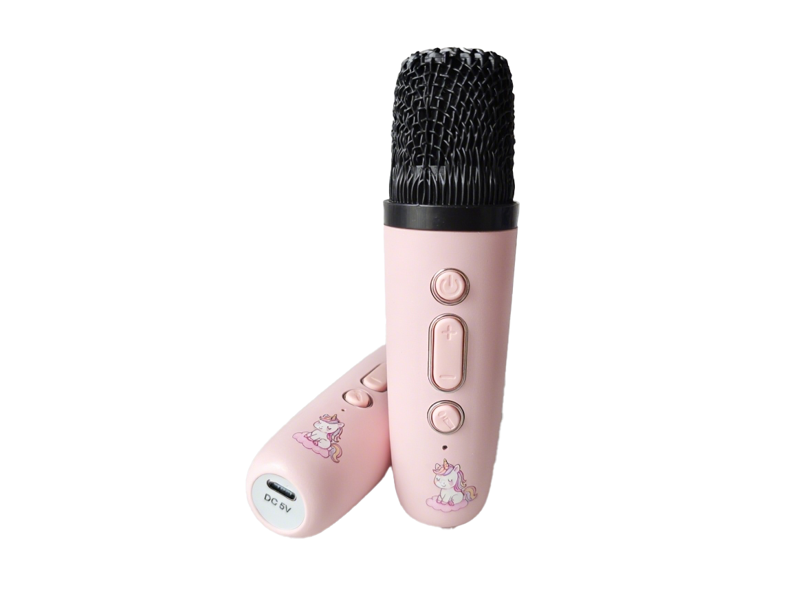 Karaoke Set Met 2 Microfoons - Draagbare Bluetooth USB LED Luidspreker Roze - KaraokeSet - Muziekspeler - Roze